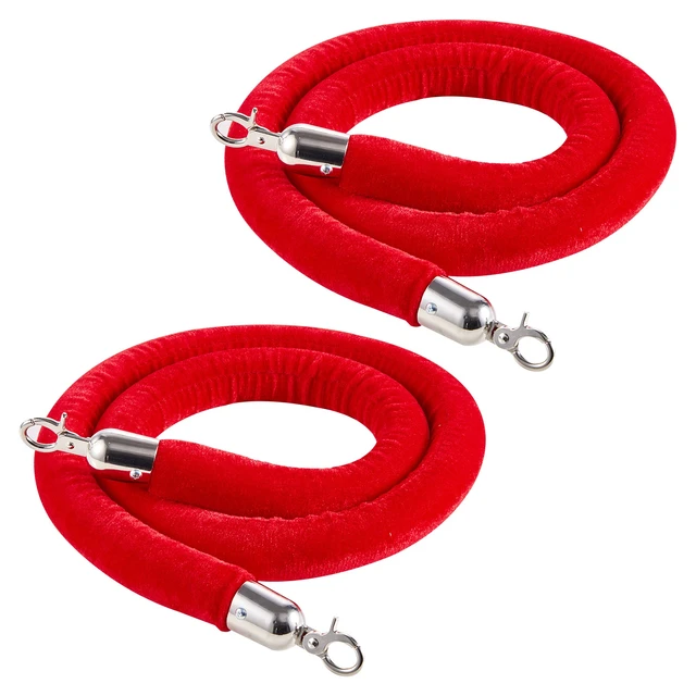 Alt view image 8 of 8 - VEVOR 2 Pcs Red Velvet Stanchion Ropes, 5 ft Crowd Control Stanchion Red Velvet Ropes with Silver Hooks, Post Queue Barrier Carpet Rope for Carpet Events Movie Theaters Grand Openings Hotels Party