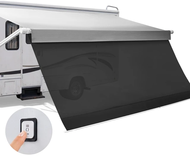 Main image of VEVOR Motorized RV Awning Complete Kit & Sunshade Screen, 18.06FT Electric Retractable RV Awning with Aluminum Alloy Frame & Waterproof Fabric, Outdoor Camping Trailer Awnings Fit Most RVs (18FT Type)