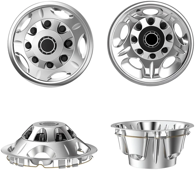 Main image of VEVOR 17-Inch Wheel Simulators 8 Lug ABS Chrome Plated Front and Rear Wheel, Fit for 2011 and newer Chevrolet Silverado, GMC 3500, GMC Sierra 3500 Models, 4 Hand Holes, Polished Hubcaps Covers, 4pcs