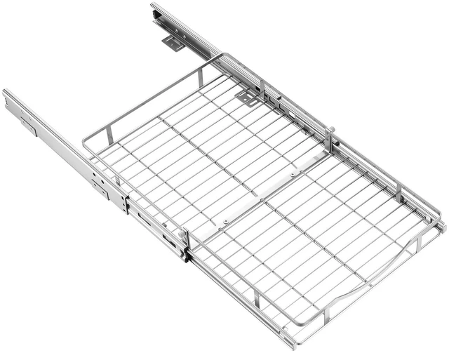 Main image of VEVOR Pull Out Cabinet Organizer 14.06"W x 20.94"D Steel Slide Out Drawers, for Kitchen Bathroom Pantry Home Organization, Chrome-Plated Finish, Heavy Duty Storage Sliding Shelves for Base Cabinets
