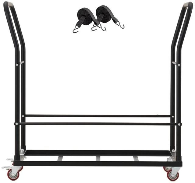 Main image of VEVOR Commercial Folding Chair Cart Holds Up to 25 Chair Vertical Placement, for Large Events, Heavy-Duty Carbon Steel, Easy to Move, 300 lbs Capacity Storage Dolly Holder, with Locking Wheels, Handle