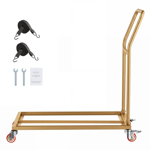 Main image of VEVOR Folding Chair Cart 300 lbs for 25 Chairs L-Shape Vertical Placement, for Commercial & Home Kitchen, Heavy-Duty Carbon Steel, Easy to Move, Storage Dolly, with Locking Swivel Wheels & Handle