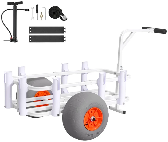 Main image of VEVOR Beach Fishing Cart, 300 lbs Load Capacity, Fishing Cart Wagon with Heavy-Duty Aluminum Alloy Frame, 13-Inch All-Terrain PU Balloon Tires, 8 Rod Holders, for Outdoor Activities Camping Picnic