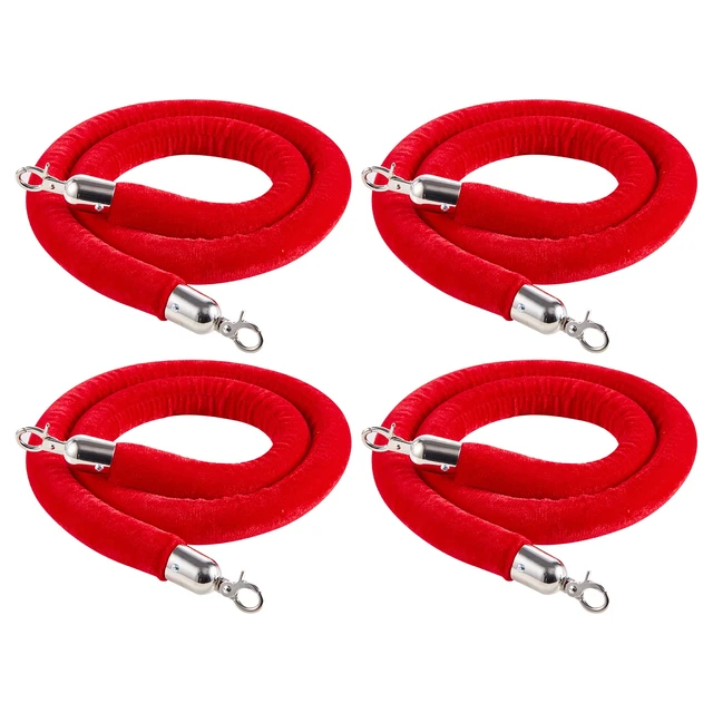 Alt view image 8 of 8 - VEVOR 4 Pcs Red Velvet Stanchion Ropes, 5 ft Crowd Control Stanchion Red Velvet Ropes with Silver Hooks, Post Queue Barrier Carpet Rope for Carpet Events Movie Theaters Grand Openings Hotels Party