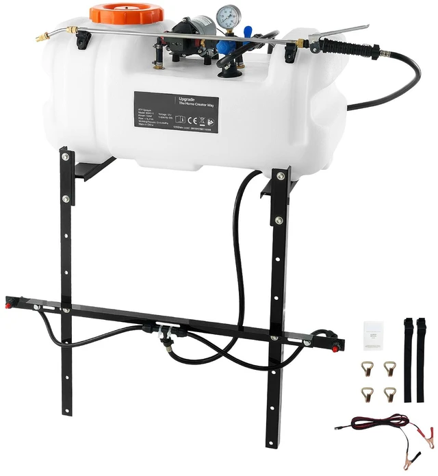 Main image of VEVOR ATV Spot Sprayer 15.9 Gal/60L 12V Pump ATV/UTV Broadcast Sprayer, for Garden Farm, 1.9 GPM Flow Rate, Adjustable 0-72 PSI, Weed Spray with Brass Nozzle, Boom, Water Tank, 20 ft Hose, White