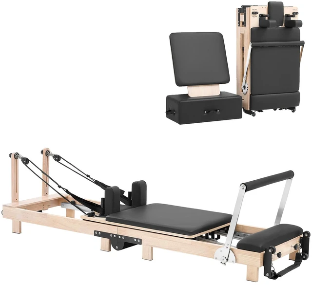 Main image of VEVOR Pilates Reformer 91" Foldable Pilates Machine 400 lbs Rubberwood, for Home Use and Gym Workout, with Jump Board, Springs, Sitting Box, and Adjustable Headerest, for Advanced Beginners Users