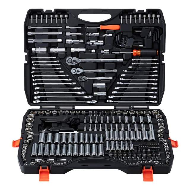 Alt view image 7 of 7 - VEVOR Mechanics Tool Set, 308-Piece Mechanic Tool Kit, 1/4 in, 3/8 in, and 1/2 in Drive, SAE and Metric Socket Set, Wrenches, Screwdriver Bits, Accessories, and Storage Case, for Automotive Repair