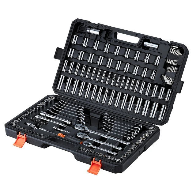 Alt view image 8 of 8 - VEVOR Mechanics Tool Set, 159-Piece Mechanic Tool Kit, 1/4 in, 3/8 in, and 1/2 in Drive, SAE and Metric Socket Set, Wrenches, Screwdriver Bits, Accessories, and Storage Case, for Automotive Repair