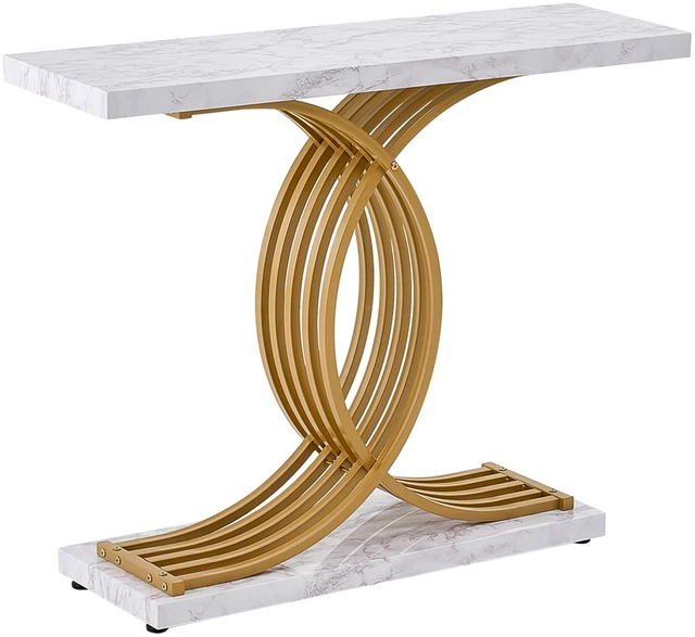 Alt view image 10 of 10 - VEVOR Entryway Table, 39.4 Inch Gold Console Table, Narrow Console Table with Metal Frame, Modern Console Sofa Table for Living Room, Entryway, Hallway