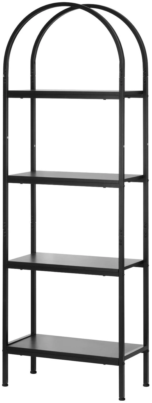 Alt view image 9 of 9 - Open Bookshelf, 4-Tier, Arched Bookcase Storage Shelves with Metal Frame, Industrial Metal Book Organizer, Freestanding Display Rack Tall Shelving Unit, for Office, Bedroom, Living Room, Black