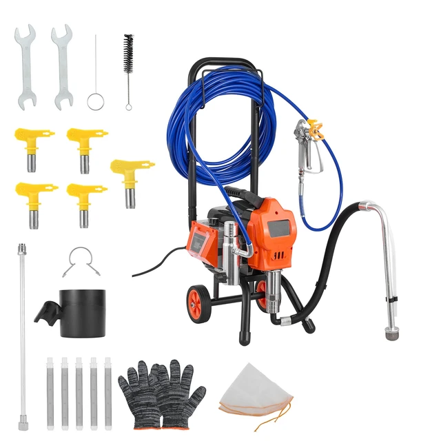 Alt view image 9 of 9 - Stand Airless Paint Sprayer, 1500W, 3300PSI High Pressure Airless Sprayer with Cart, Cleaning Brush, Hose, Extension Rod, Nozzles, Electric Spray Paint Machine for Large Apartments, Buildings