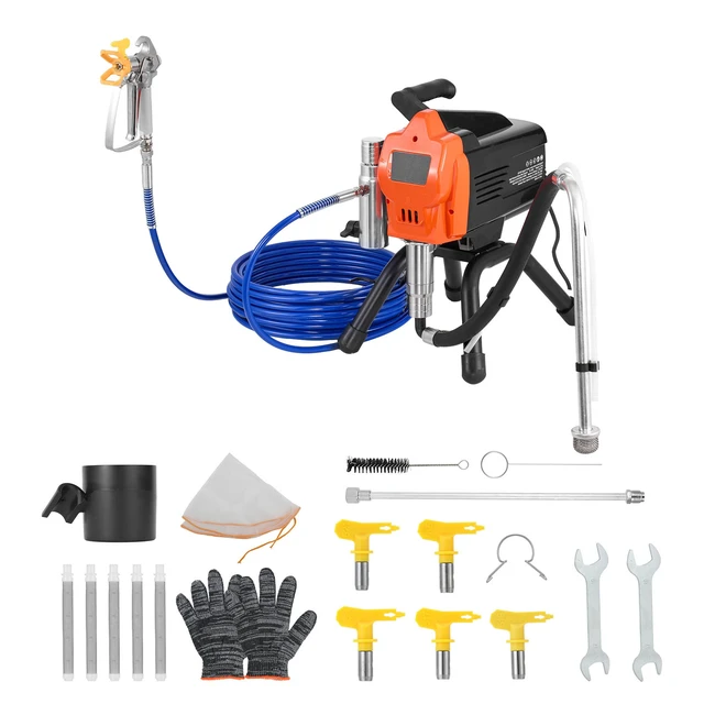 Alt view image 8 of 8 - Stand Airless Paint Sprayer, 1500W, 3300PSI High Pressure Airless Sprayer, Cleaning Brush, Hose, Extension Rod, Nozzles, Electric Spray Paint Machine for Large Apartments, Factory Buildings