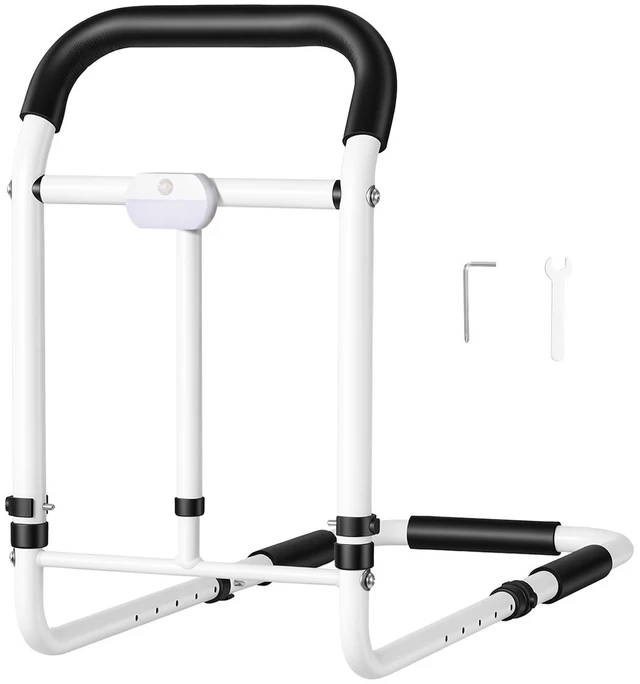 Main image of VEVOR Bed Rails for Elderly Adults 200LBS Loading Bed Side Assist Rail, with Motion Sensor LED Light, Adjustable Height & Length, Non-Slip Handle, High-Strength Steel, Fit King Queen Full Twin Bed