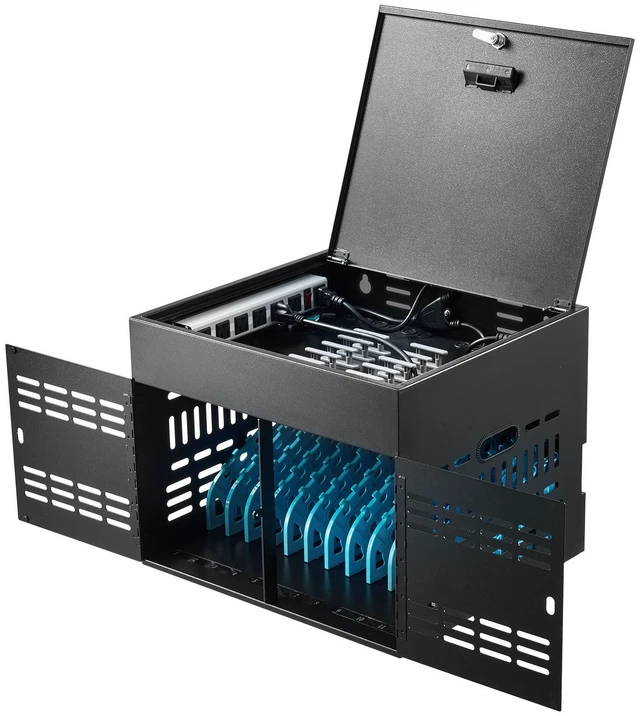 Main image of VEVOR 12-Device Charging Cabinet for Tablet & Laptop, Lock Charging Station, for Classroom, Chromebooks, iPads, Fits Devices up to 15.6 in, Wall/Desktop Mount, Steel Lock Box, Fully Assembled, Black