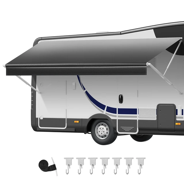 Alt view image 8 of 8 - VEVOR RV Awning Fabric Replacement, 16' (Fabric 15'2") 18 oz Heavy-Duty Weatherproof Vinyl Camper Awning Replacement, UPF50+ Protection Waterproof Outdoor Canopy for RV, Motorhome, Trailer, Black Fade
