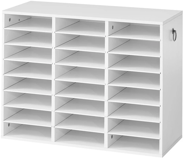 Main image of VEVOR Wood Literature Organizer 24 Compartments Office Mailboxes White, Countertop Literature Sorter for Files Documents Papers, with Adjustable Shelves, for Office, Home, Classroom Organization
