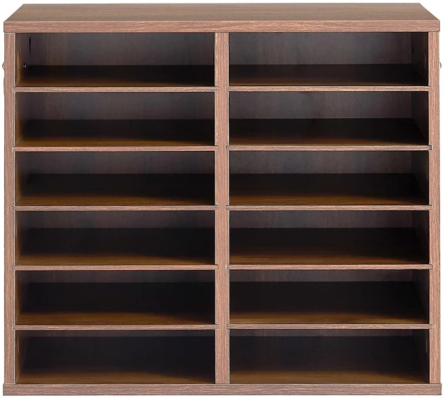Main image of VEVOR Wood Literature Organizer 12 Compartments Office Mailboxes Brown, Countertop Literature Sorter for Files Documents Papers, with Adjustable Shelves, for Office, Home, Classroom Organization