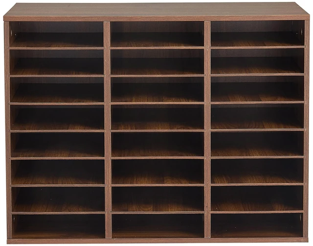 Main image of VEVOR Wood Literature Organizer 24 Compartments Office Mailboxes Brown, Countertop Literature Sorter for Files Documents Papers, with Adjustable Shelves, for Office, Home, Classroom Organization