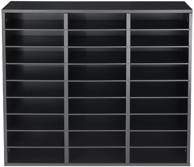 Main image of VEVOR Wood Literature Organizer 27 Compartments Office Mailboxes Black, Countertop Literature Sorter for Files Documents Papers, with Adjustable Shelves, for Office, Home, Classroom Organization