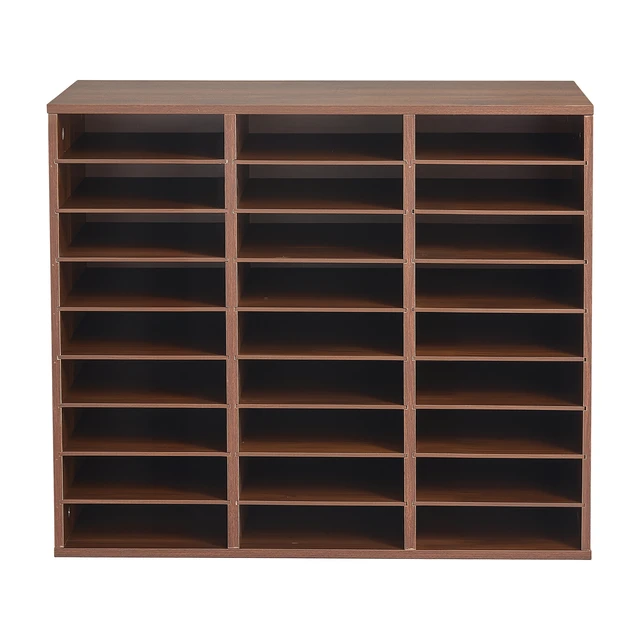 Main image of VEVOR Wood Literature Organizer 27 Compartments Office Mailboxes Brown, Countertop Literature Sorter for Files Documents Papers, with Adjustable Shelves, for Office, Home, Classroom Organization