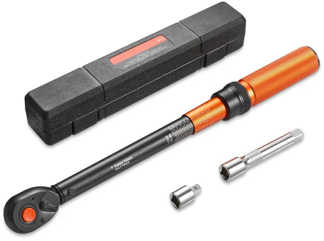 Main image of VEVOR Torque Wrench, 1/2-inch Drive Click Torque Wrench, 14.8-162.4 lbf-ft / 20-220 N.m, Dual Scale Readings, ±3% High Precision, with Extension Bar, Adapter and Storage Case, for Automotive Repair