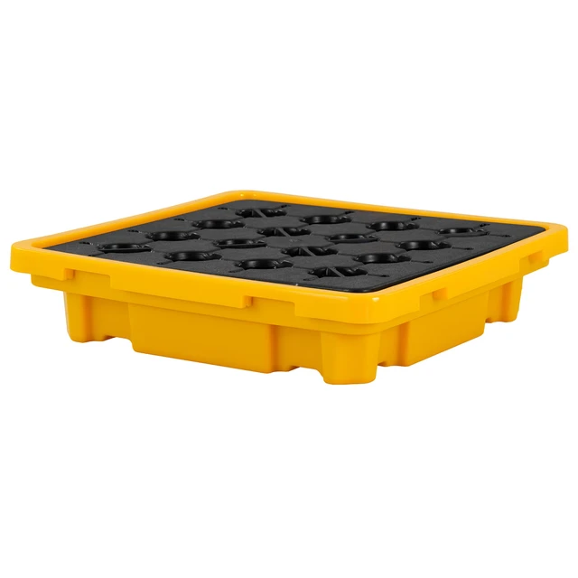 Alt view image 8 of 8 - VEVOR Spill Containment Pallet, 1 Drum Low Profile Spill Containment Modular Platform, 11.4 Gallon Sump, 1543 lbs Load Capacity, Heavy-Duty Polyethylene Tray with Drain, 26.4" x 26.6" x 5.9", Yellow
