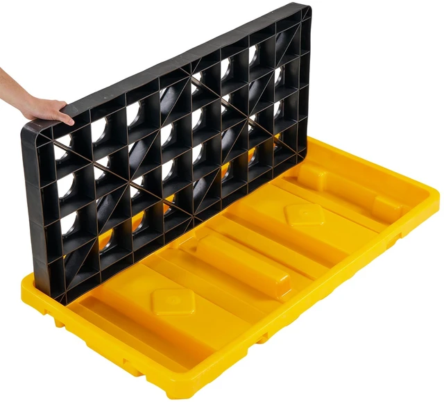 Alt view image 8 of 8 - VEVOR Spill Containment Pallet, 2 Drum Low Profile Spill Containment Modular Platform, 21 Gallon Sump, 4409 lbs Load Capacity, Heavy-Duty Polyethylene Tray with Drain, 51.8" x 26.8" x 5.9", Yellow