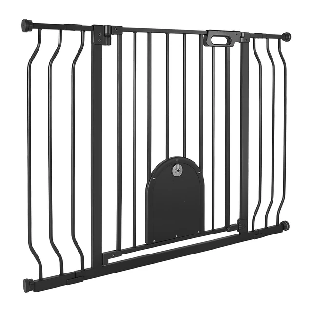 Alt view image 8 of 8 - VEVOR Baby Gate for Stairs, 29.5-43 in Adjustable Width, Baby Gate with Adjustable Cat Door, with Pressure Mount Kit and Wall Mount Kit, Secure Metal Pet Door for Stairs, Doorways, and House, Black