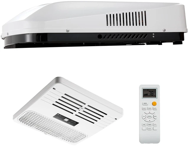 Main image of VEVOR RV Air Conditioner, 15000 BTU RV AC Unit, 120V Ducted Rooftop Air Conditioner with Heat Pump & Cooling, Variable Speed Easy Install Quiet AC Unit with ADB Button Control & Remote Control, White