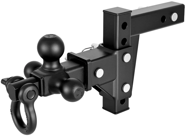 Alt view image 8 of 8 - VEVOR Trailer Hitch Tri Ball Mount with D Shackle, Fit 2 Inch Receiver, 1-7/8 Inch, 2 Inch and 2-5/16 Inch Balls, 10000 lbs GTW, 6 Inch Drop, Towing Hitch for RVs, Off-Road Vehicles and Trucks