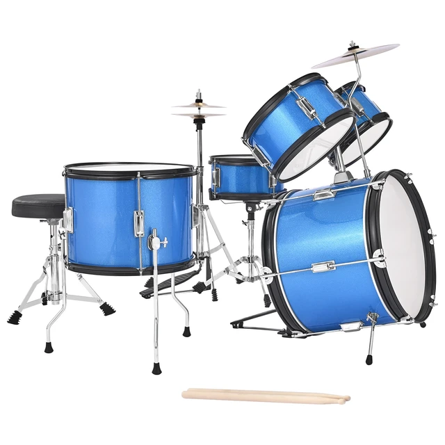 Alt view image 9 of 9 - VEVOR Kids Drum Set 5-Piece Junior Musical Drum Kit with 16 in Bass Drum (Blue)
