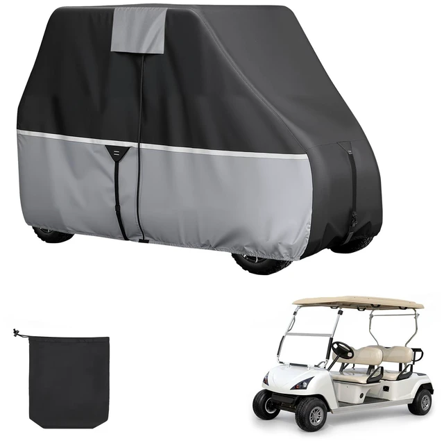 Main image of VEVOR Golf Cart Cover, Full Coverage 2+2/4 Passenger Golf Cart, 420D Waterproof Oxford Fabric Club Car Cover Fits Most Carts Club Car, Yamaha, EZGO, Honda, Silver-Coated Layer & Three Zipper Doors