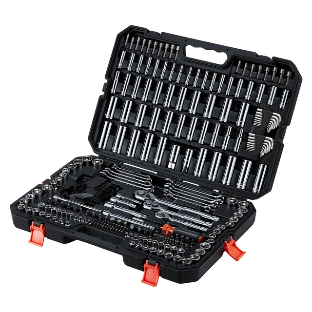 Alt view image 8 of 8 - VEVOR Mechanics Tool Set, 253-Piece Mechanic Tool Kit, 1/4 in, 3/8 in, and 1/2 in Drive, SAE and Metric Socket Set, Wrenches, Screwdriver Bits, Accessories, and Storage Case, for Automotive Repair