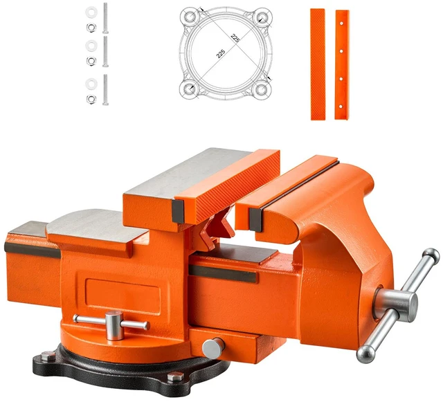 Main image of VEVOR Heavy Duty Bench Vise, 8" Jaw Width, Multi-Purpose Ductile Iron Bench Vise with Anvil and 360-Degree Locking Swivel Base, 2.95" Throat Depth, 8" Max Jaw Opening, for Drilling, Pipe Cutting