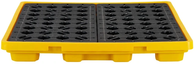 Alt view image 8 of 8 - VEVOR Spill Containment Pallet, 4 Drum Low Profile Spill Containment Modular Platform, 31 Gallon Sump, 8818 lbs Load Capacity, Heavy-Duty Polyethylene Tray with Drain, 51.4" x 50.4" x 5.9", Yellow