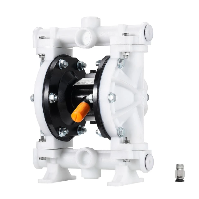Alt view image 9 of 9 - VEVOR Air Operated Double Diaphragm Pump, 4.4 GPM, 1-1/2 inch Inlet & Outlet Pneumatic Waste Oil Transfer Pump, Max 100 PSI, Polypropylene Body, Air-Operated for Diesel, Grease, Kerosene, Gasoline