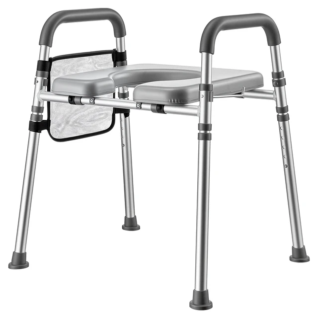 Alt view image 15 of 15 - Raised Toilet Seat, 7-Position Height Adjustment 19.3" - 25.2", 350lbs Weight Capacity, with Comfort Padded Aluminum Frame, Universal Toilet Seat Riser, for Elderly, Handicap, Pregnant, Medical