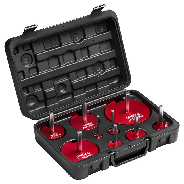 Alt view image 8 of 8 - VEVOR PVC Pipe Reamer Kit, 9-Piece, PVC Fitting Socket Saver, Includes 1/2", 3/4", 1", 1-1/4", 1-1/2", 2", 2-1/2", 3", 4", Fits Standard 1/2" Drills, Plumbing Tool Kit for SCH40 ABS CPVC Drain Pipes