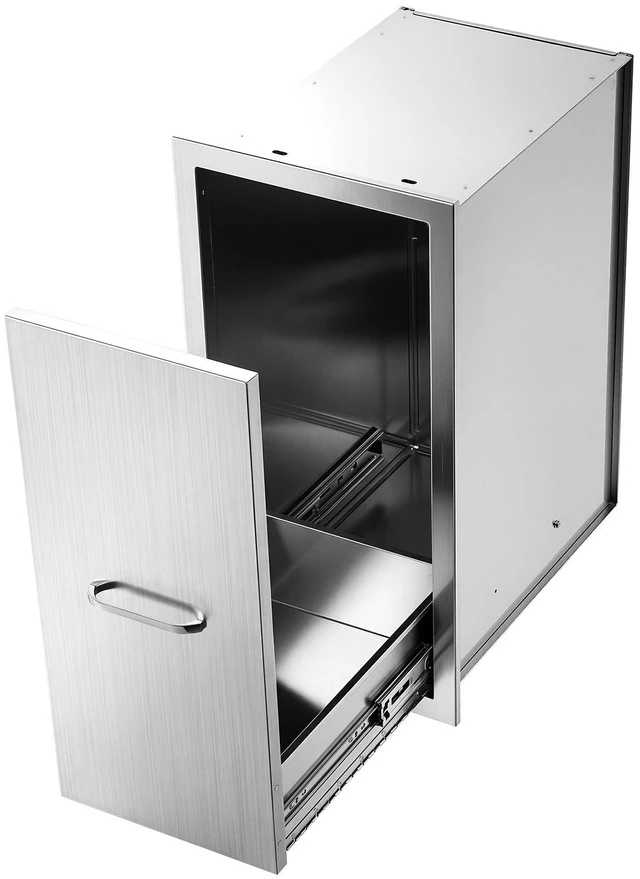 Main image of VEVOR Outdoor Kitchen Trash Drawer, 27"W x 19"H x 14"D, Bin Not Included, for BBQ Island Storage, Patio Bars and Grill Station, with Handle, Built-In BBQ Island Drawers Organize Cookware Accessories