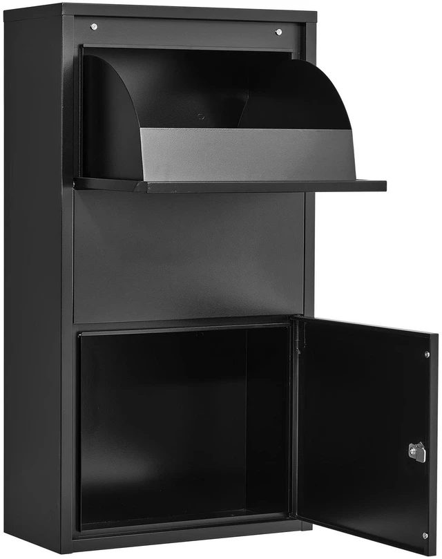 Main image of VEVOR Package Delivery Box for Outside 32.48 in Wall Mount Parcel Drop Box, for Porch, Curbside & House Storage, Lockable Anti-Theft Waterproof Weatherproof, Large Metal Mailbox for Outdoor, Black