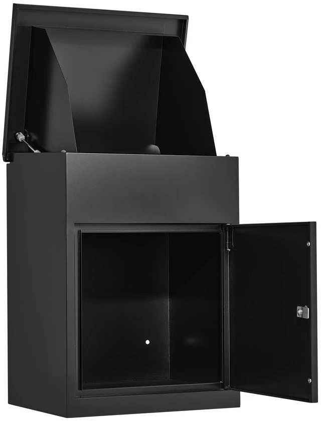 Main image of VEVOR Package Delivery Box for Outside 22.95 in Wall Mount Parcel Drop Box, for Porch, Curbside & House Storage, Lockable Anti-Theft Waterproof Weatherproof, Large Metal Mailbox for Outdoor, Black