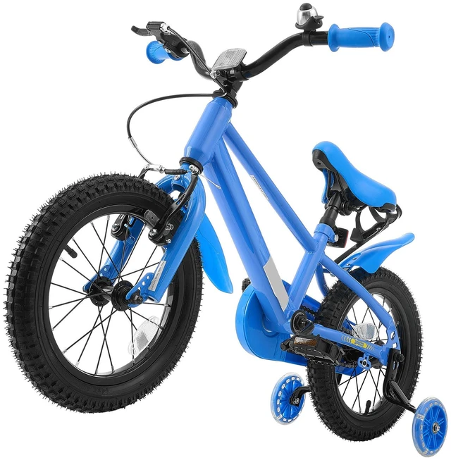 Main image of VEVOR Kids Bike, 14 Inch Children Bicycle, Training Wheels BMX Style Blue, for Boys Girls Ages 3-5, Adjustable Seat & Handlebar, Front Brake & Rear Coaster Brake, Cup Holder, High-Carbon Steel Frame