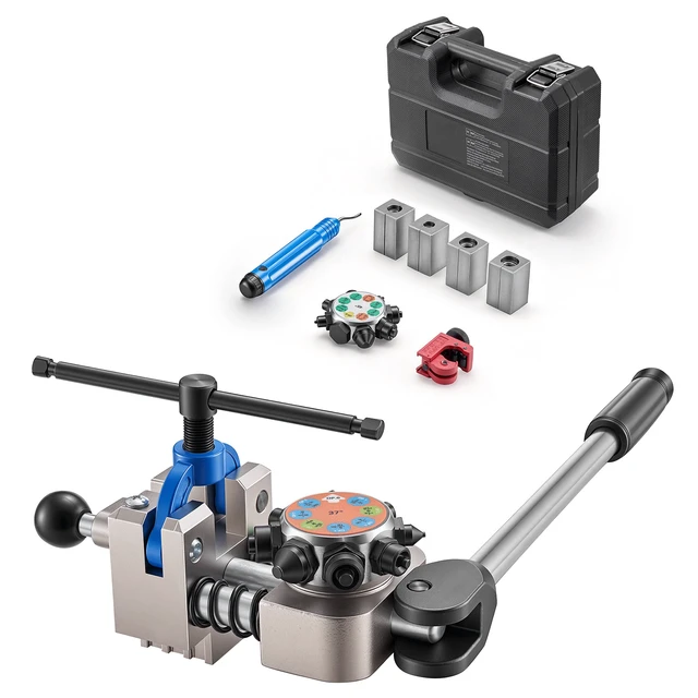Alt view image 8 of 8 - VEVOR Professional Brake Line Flaring Tool, 45 & 37 Degree Double Flare Bubble Flare Tool Kit for 3/16", 1/4", 5/16", 3/8" Copper Aluminum Thin Steel Tubes