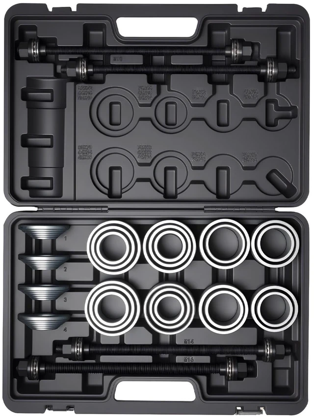 Alt view image 9 of 9 - VEVOR Pull and Press Sleeve Kit, 28 PCS, Steel Bush Removal Insertion Sleeve Tools with Carrying Case, Compatible with LCV and HGV Engines, for Removing and Installing Bushings, Bearings, and Seals