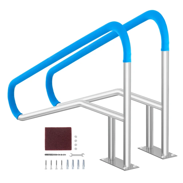 Alt view image 15 of 15 - VEVOR Pool Handrail 2 PCS 55 x 32 inch Stainless Steel with Base Plate for Spas