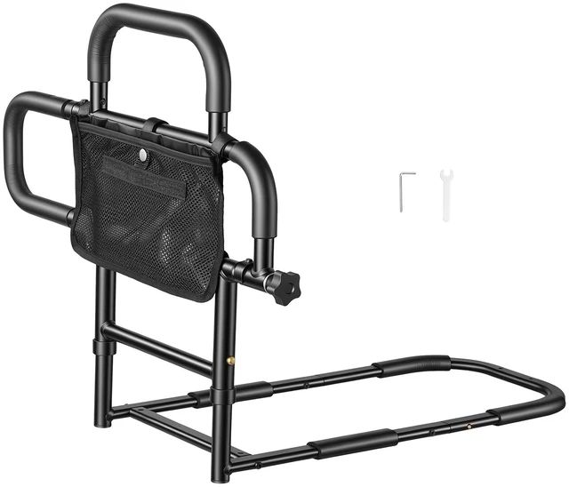 Main image of VEVOR Bed Rail for Elderly Adults Foldable Bedside Assist Rail for Seniors, 300LBS Dual-Handle Support, Adjustable Handle Length, High-Strength Steel, with Storage Pocket, Fit King Queen Full Twin Bed