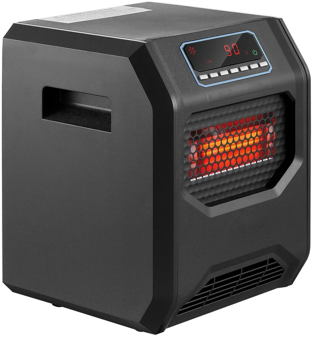 Main image of VEVOR Infrared Heater 1500W Electric Space Heater with Remote Control Black, 3 Heat Settings, 12H Timer, Overheat Shutoff, Portable Wheels, Premium ABS, Indoor Use for Bedrooms, Offices, Studies