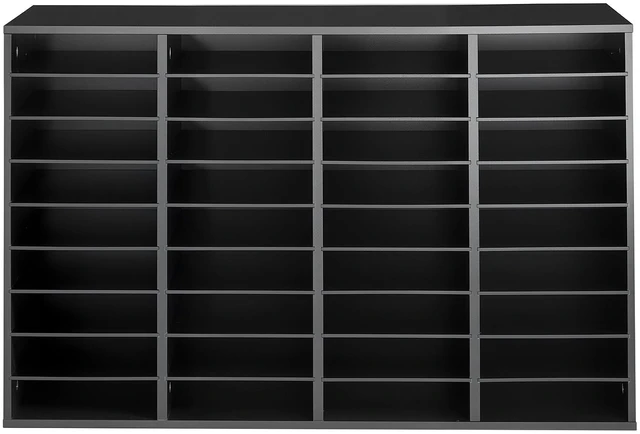 Main image of VEVOR Wood Literature Organizer 36 Compartments Office Mailboxes Black, Countertop Literature Sorter for Files Documents Papers, with Adjustable Shelves, for Office, Home, Classroom Organization