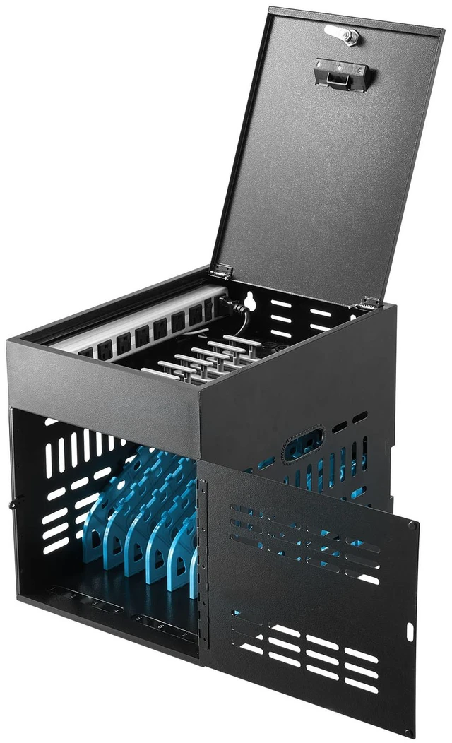 Main image of VEVOR 8-Device Charging Cabinet for Tablet & Laptop, Lock Charging Station, for Classroom, Chromebooks, iPads, Fits Devices up to 15.6 in, Wall/Desktop Mount, Steel Lock Box, Fully Assembled, Black