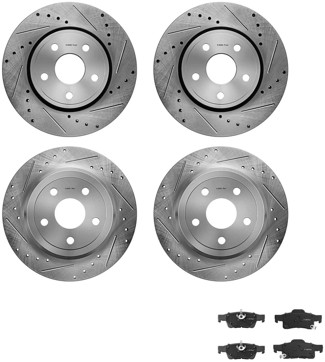 Main image of VEVOR Front & Rear Brake Kit Ceramic Brake Pads and Drilled Slotted Rotors, Compatible with 2011-2020 Dodge Durango 3.6L, 2011-2014 Jeep Grand Cherokee 3.6L 5.7L, 2015-2020 Jeep Grand Cherokee 3.6L